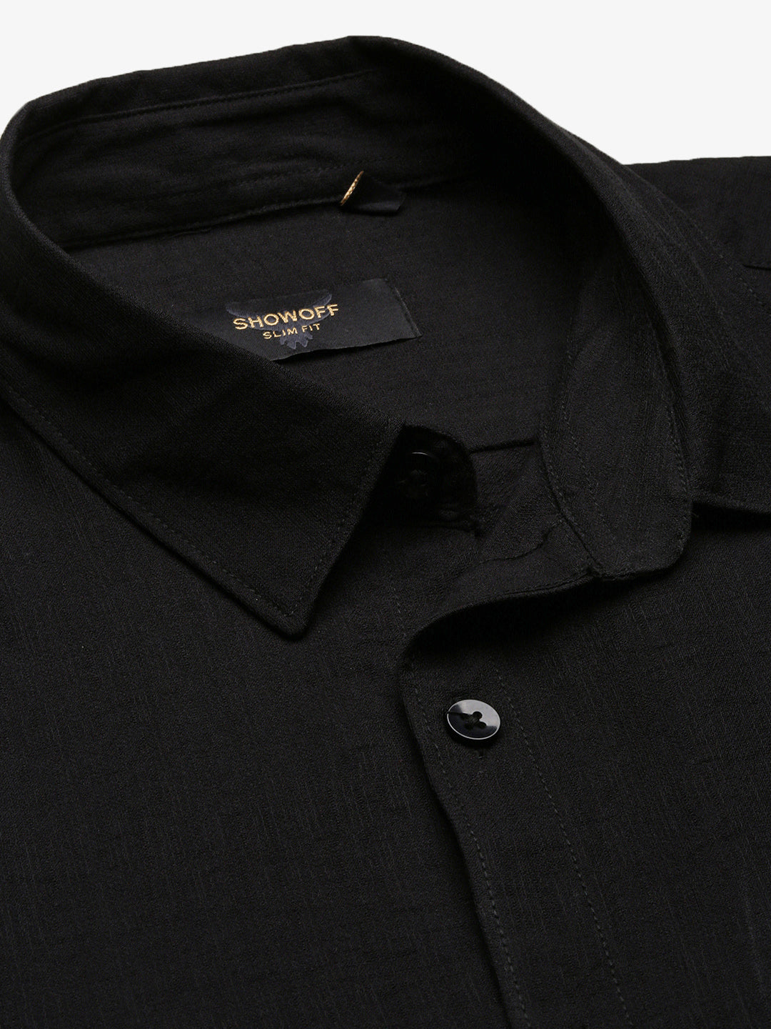 Men Black Solid Slim Fit Shirt