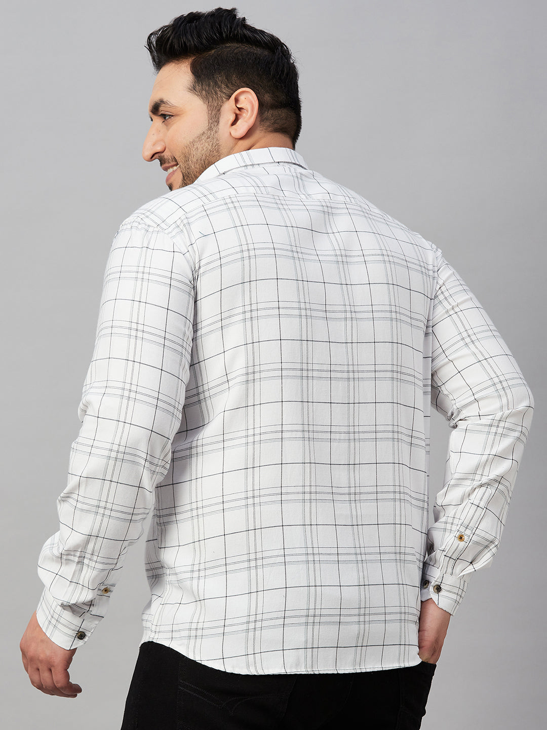 Men Checked White Classic Shirt