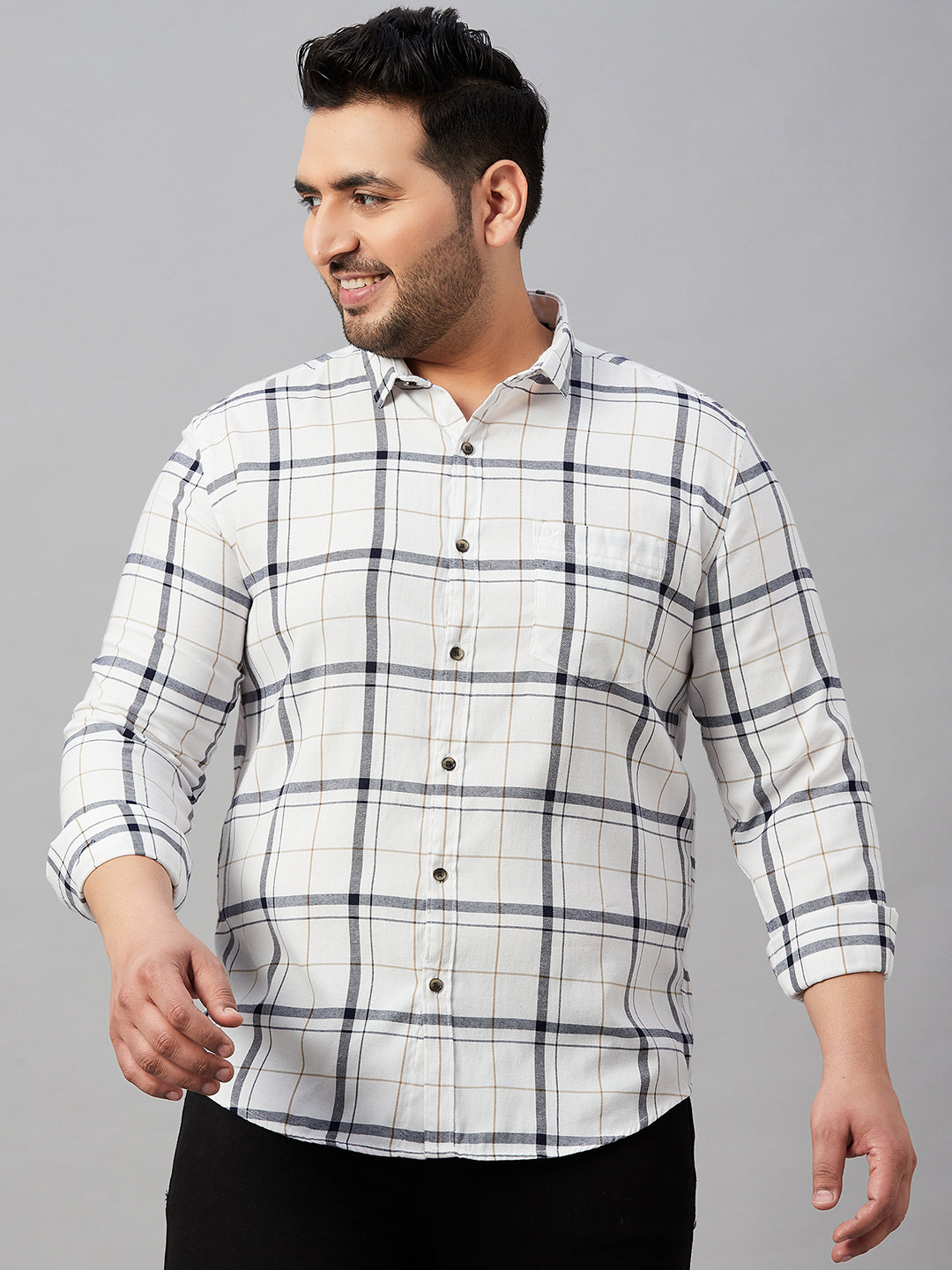 Men Checked White Classic Shirt