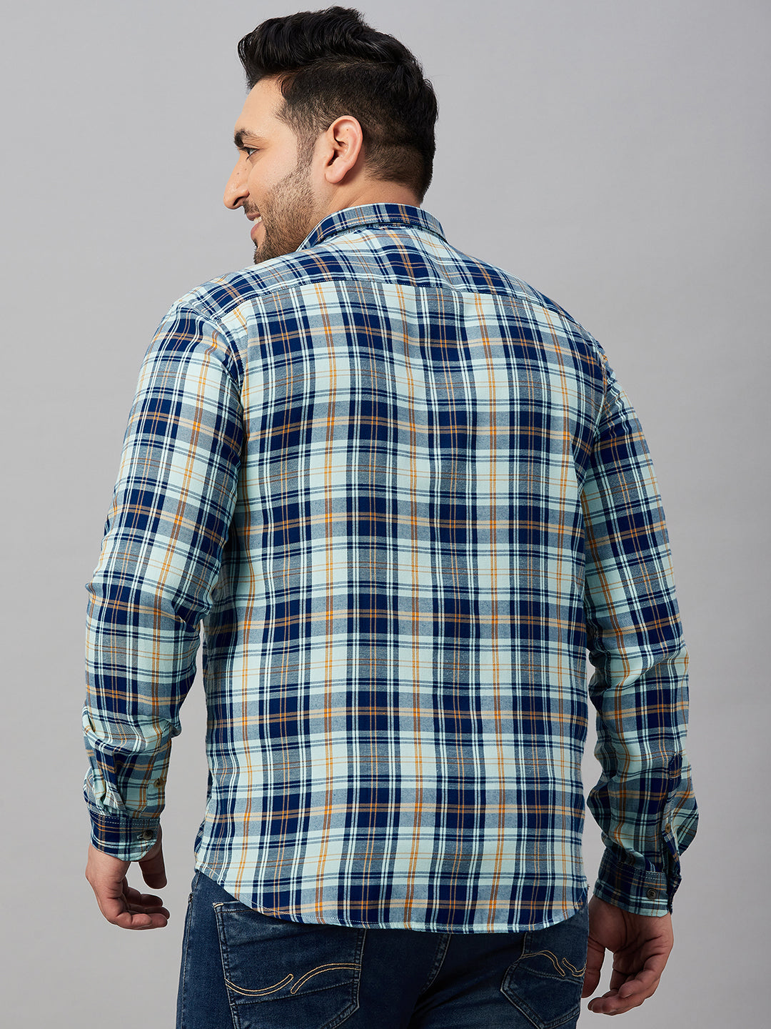 Men Checked Sea Green Classic Shirt