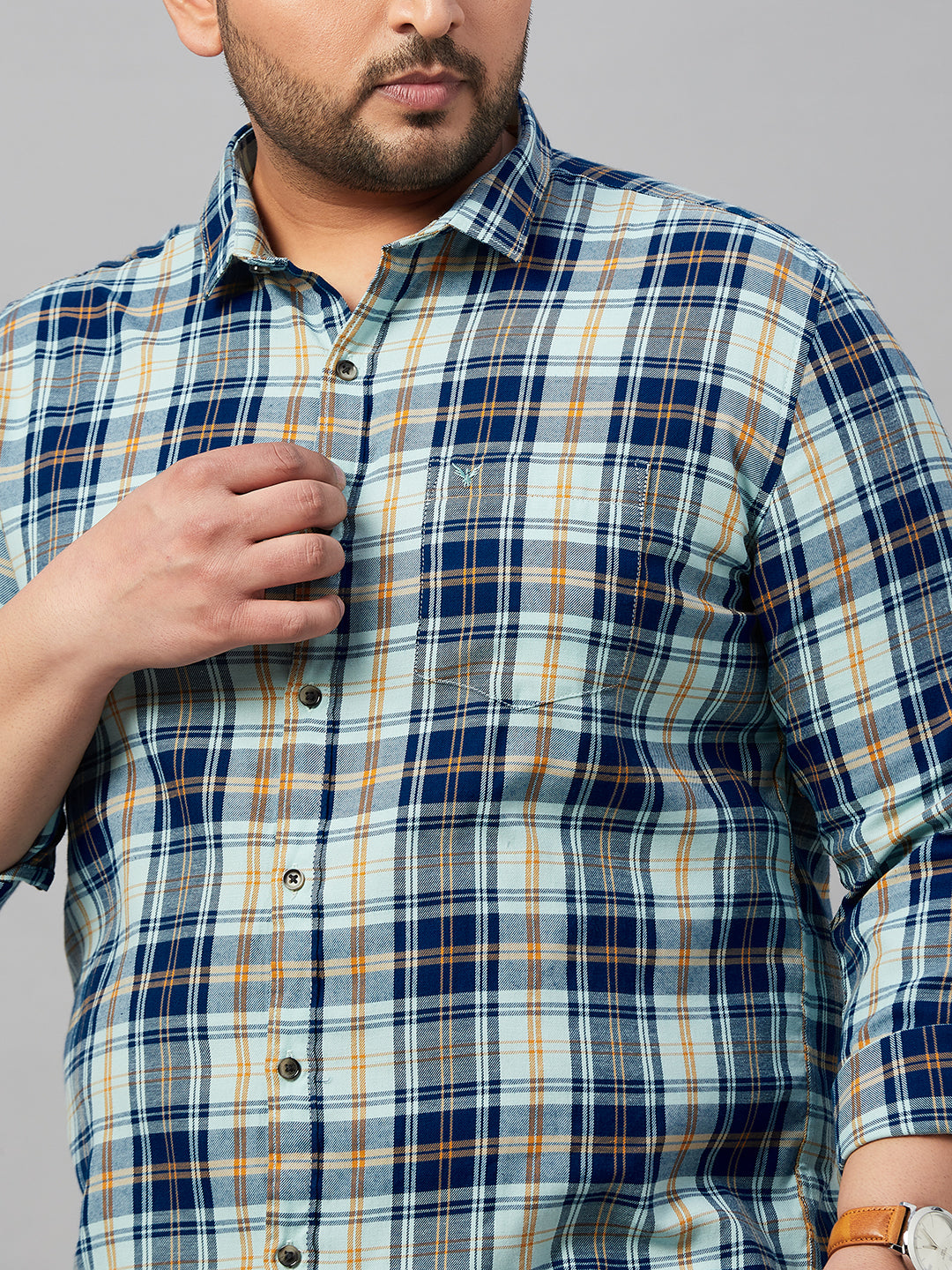 Men Checked Sea Green Classic Shirt