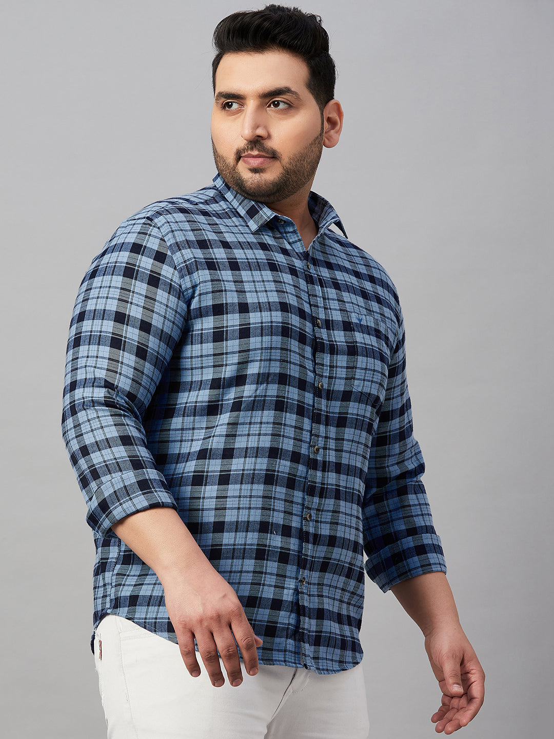 Men Checked Blue Classic Shirt