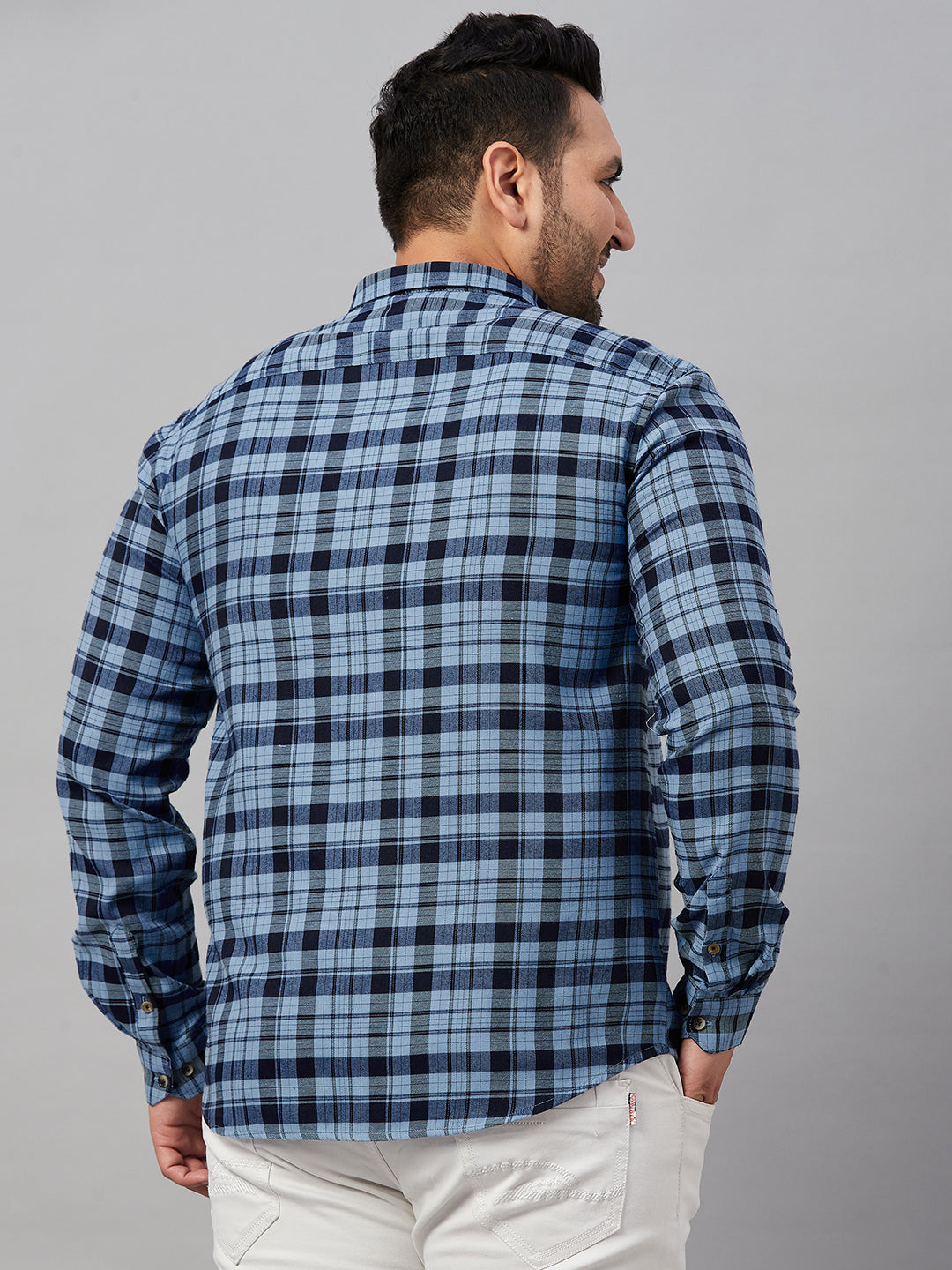 Men Checked Blue Classic Shirt