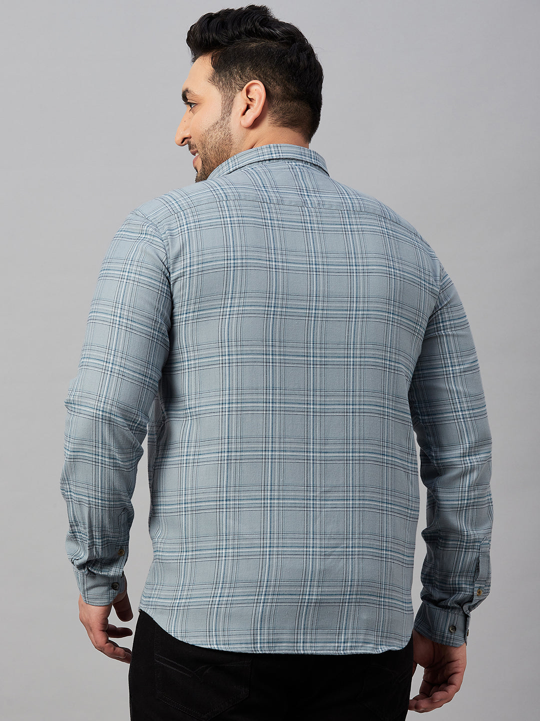 Men Checked Grey Classic Shirt