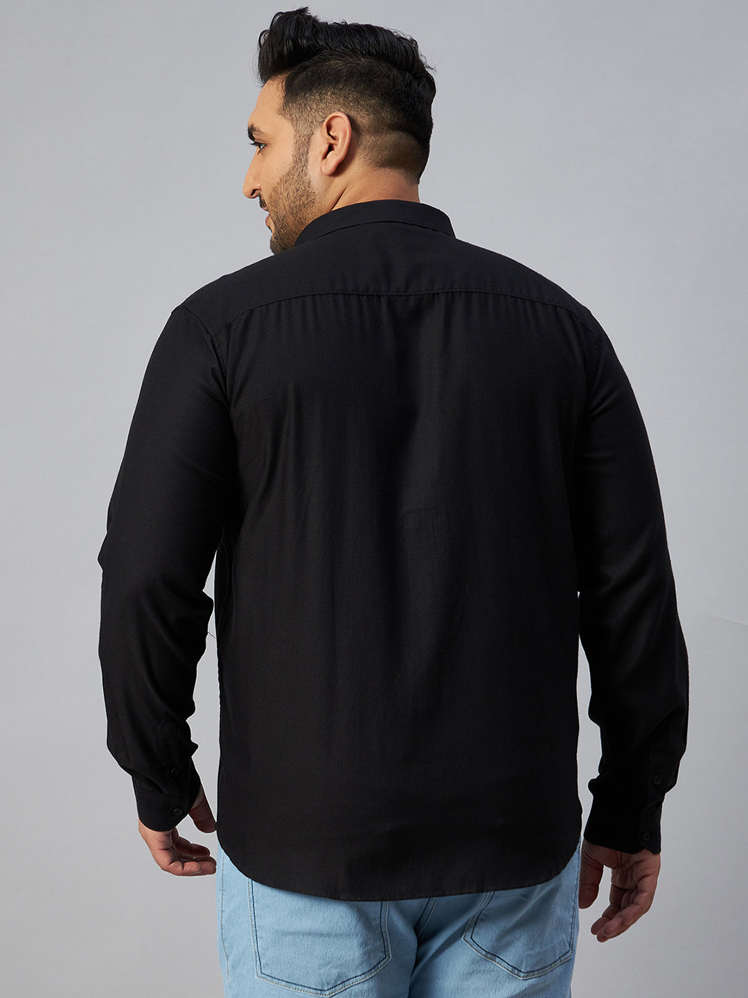 Men Comfort Fit Black Solid Shirt