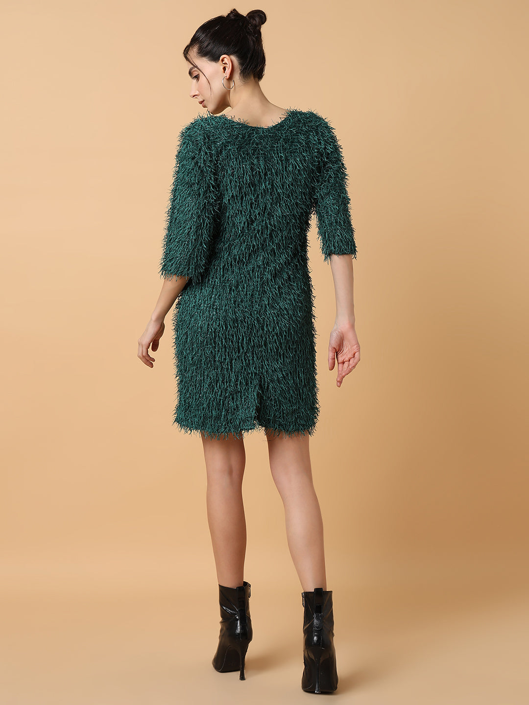 Women Solid Sheath Green Dress