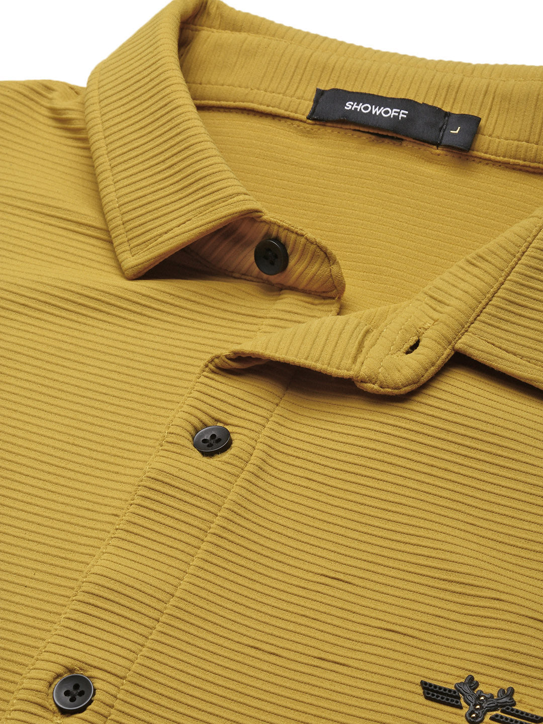 Men Yellow Solid Slim Fit Shirt