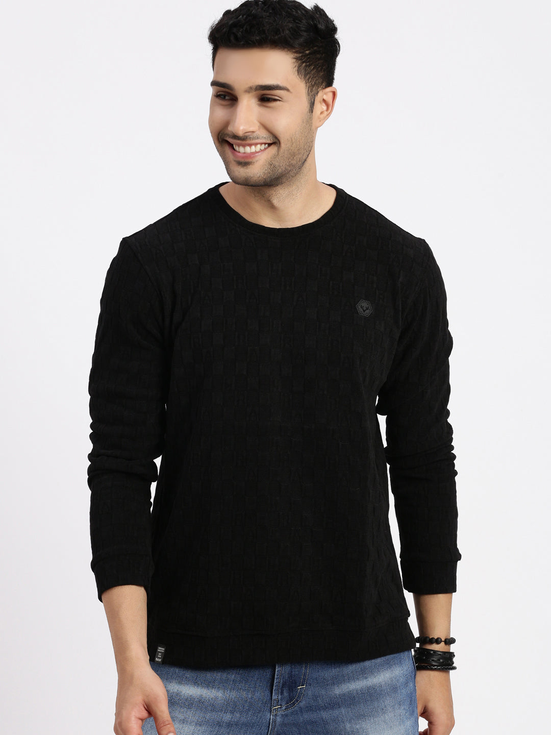 Men Black Solid Sweatshirt