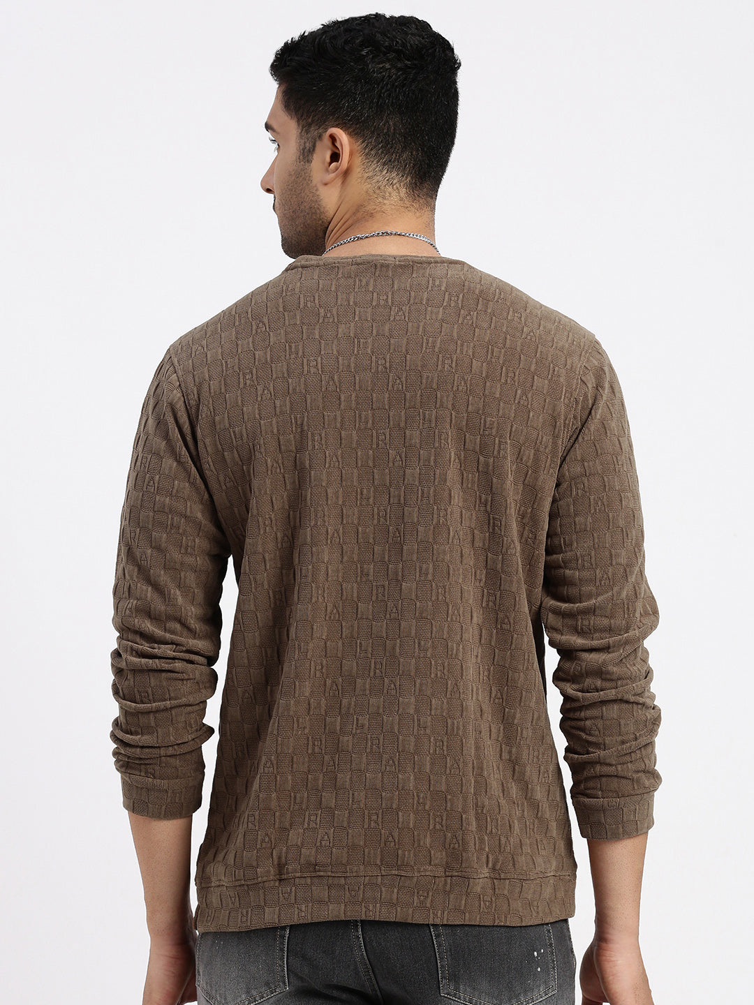 Men Brown Solid Sweatshirt