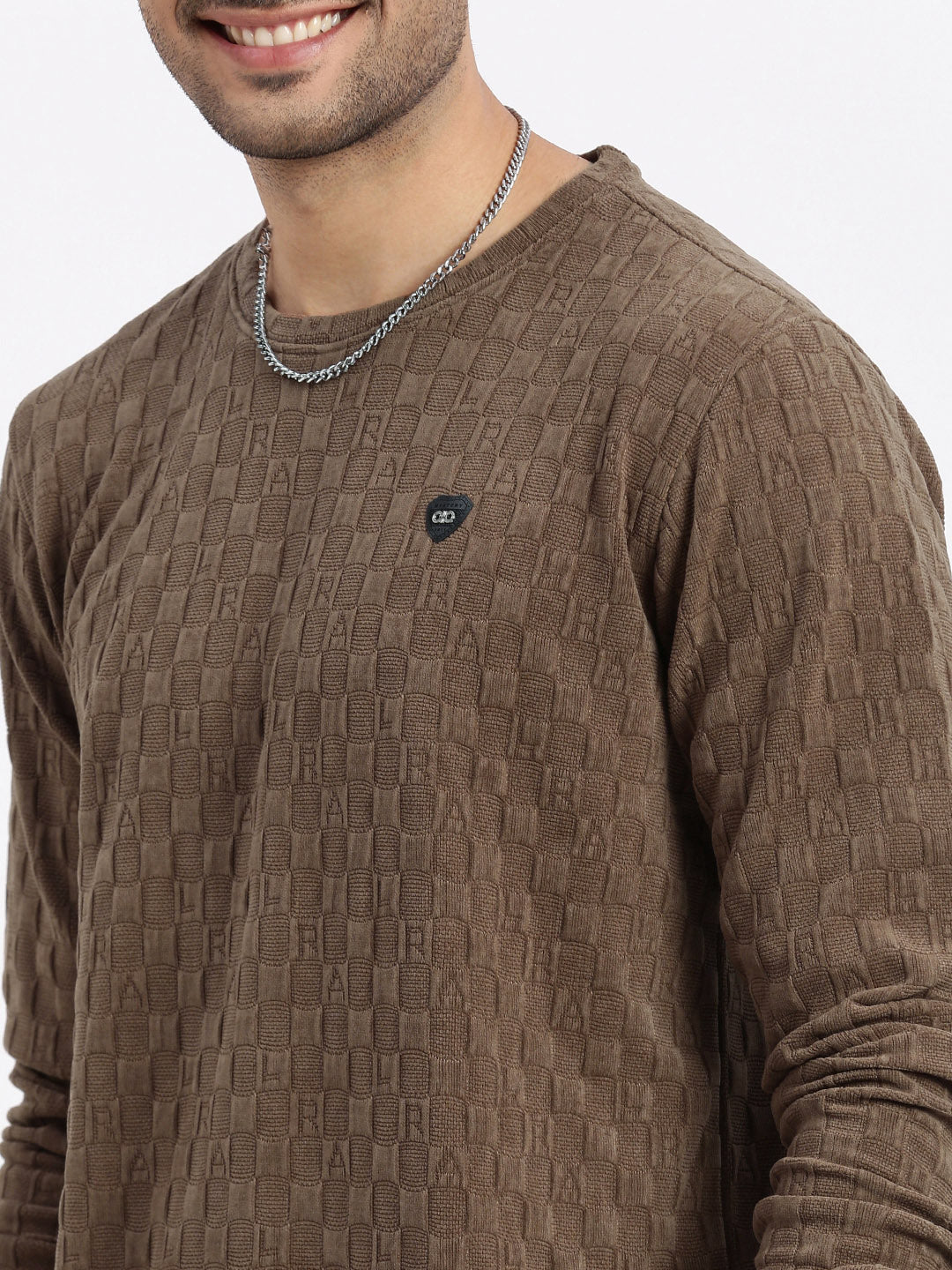 Men Brown Solid Sweatshirt