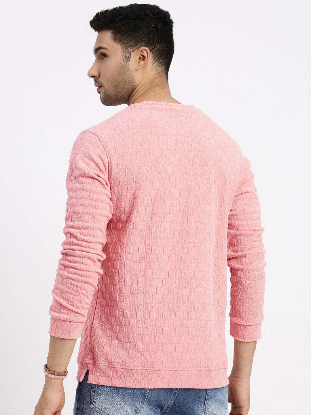 Men Peach Solid Sweatshirt