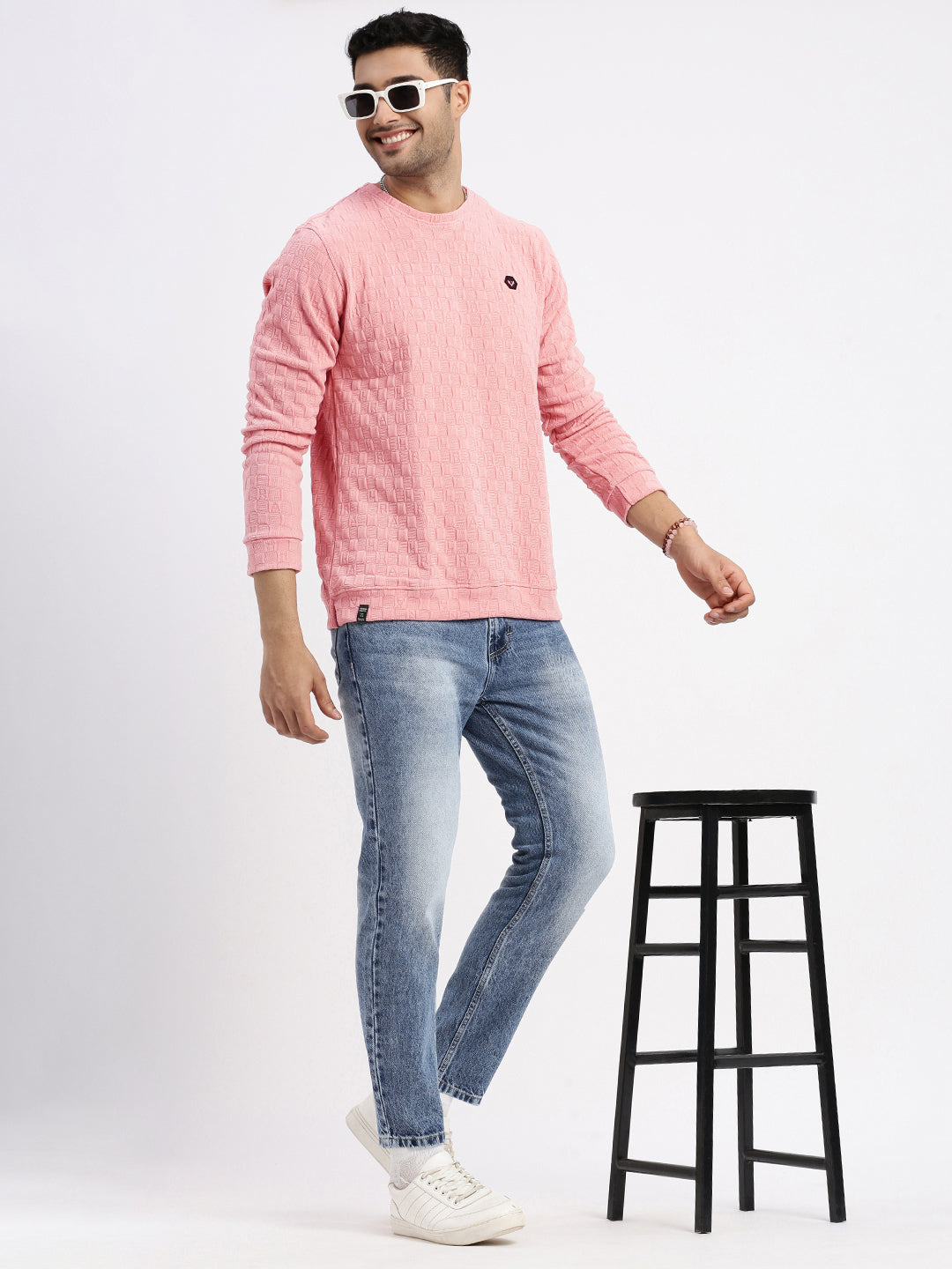 Men Peach Solid Sweatshirt