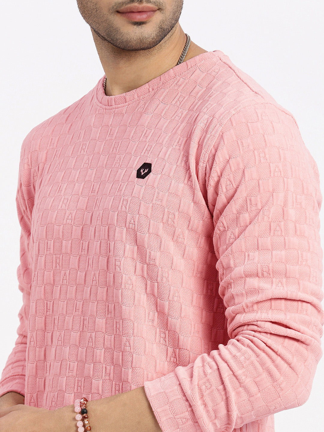 Men Peach Solid Sweatshirt