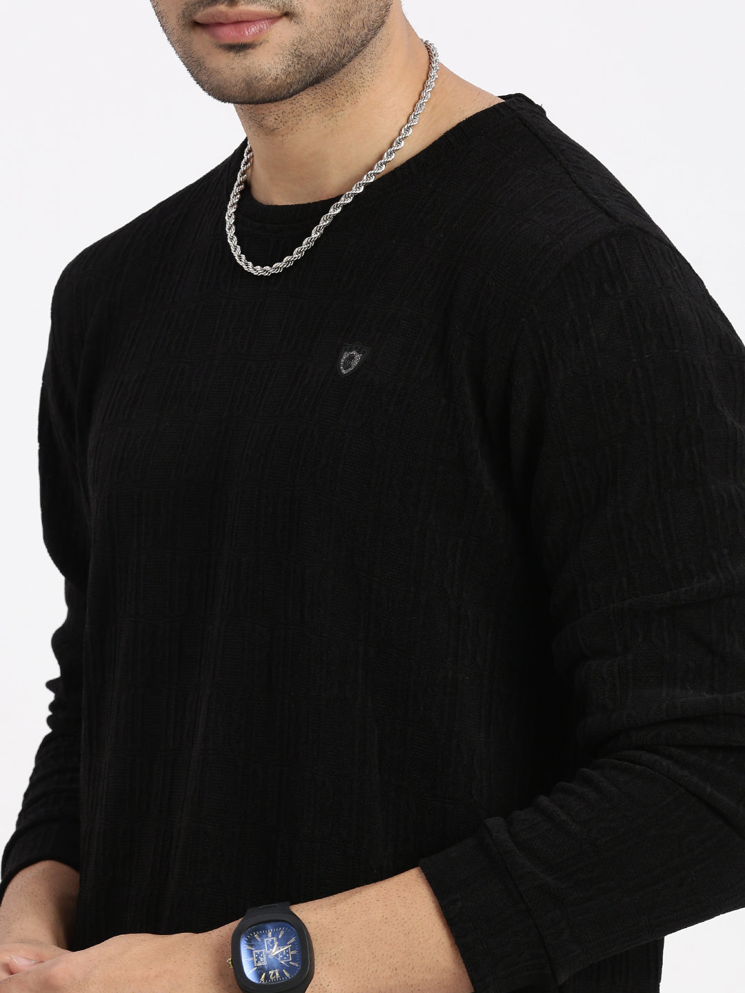 Men Black Solid Sweatshirt