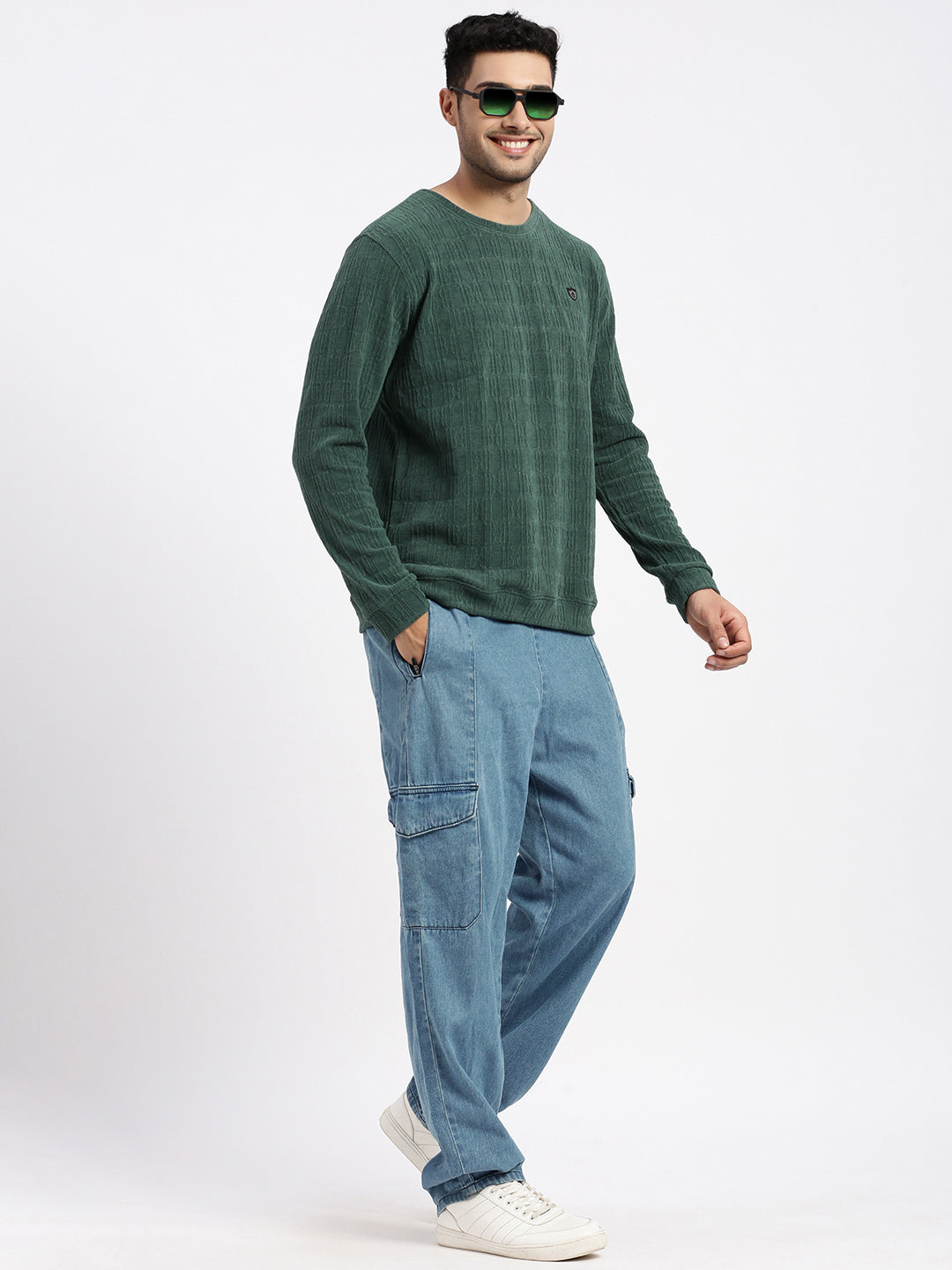 Men Green Solid Sweatshirt