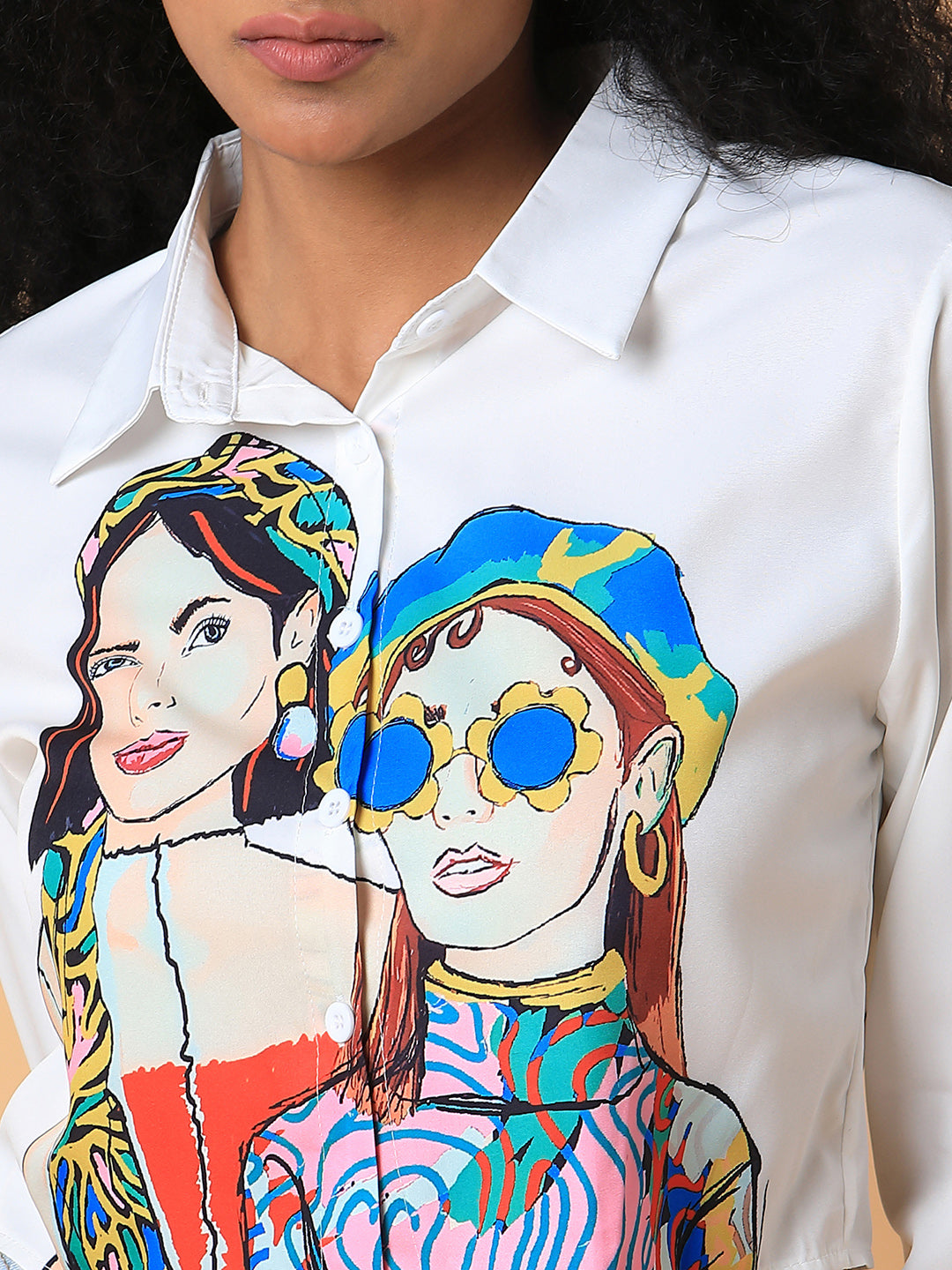 Women Graphic Print White Shirt