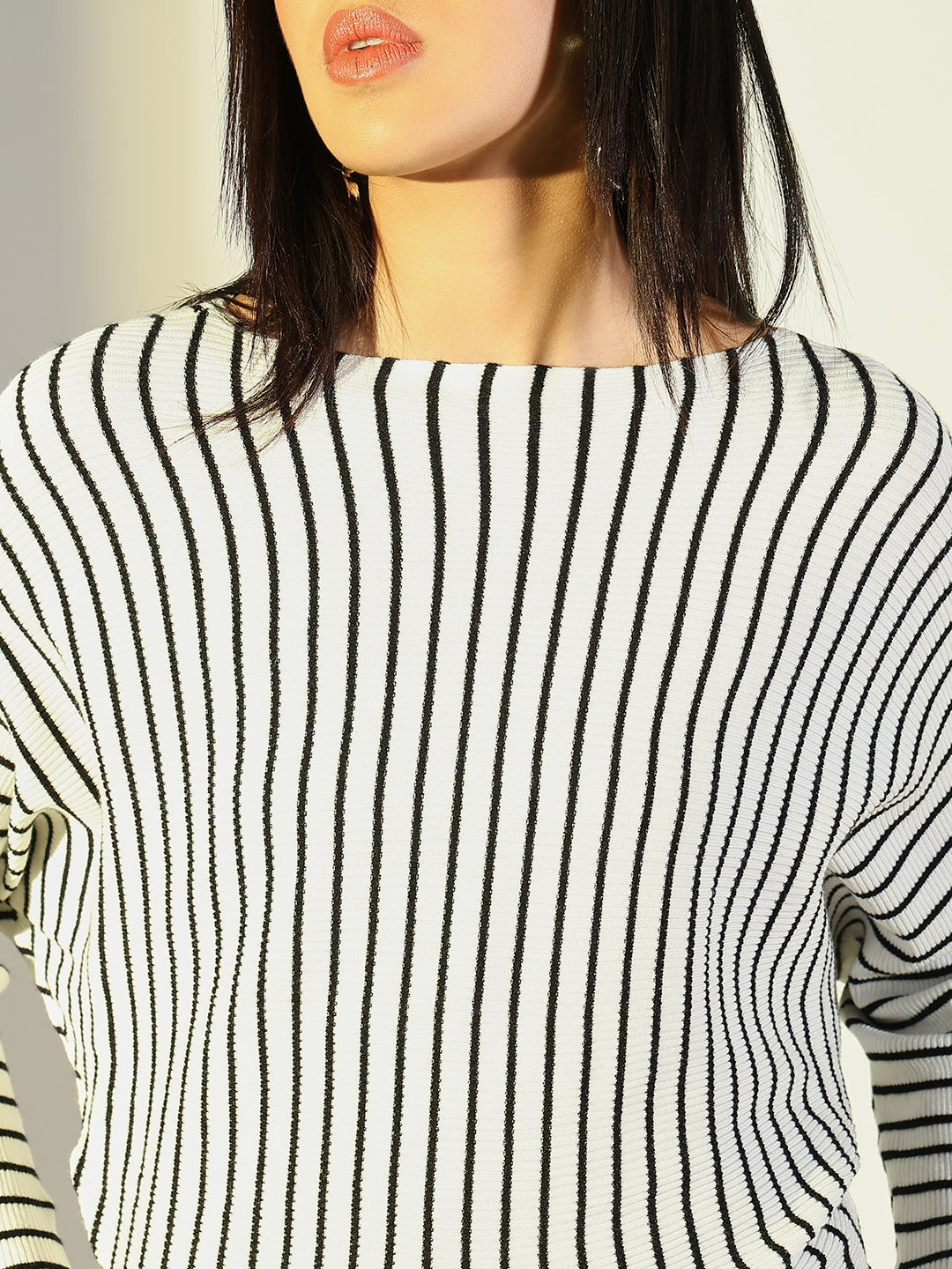 Women White Striped Top