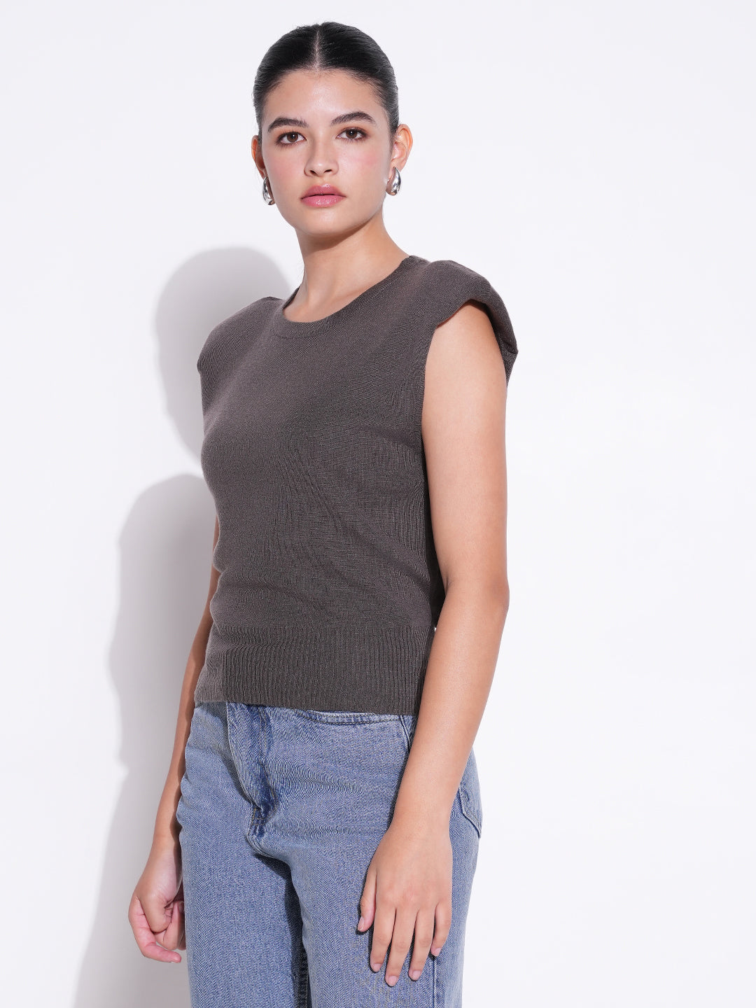 Women Grey Solid Top