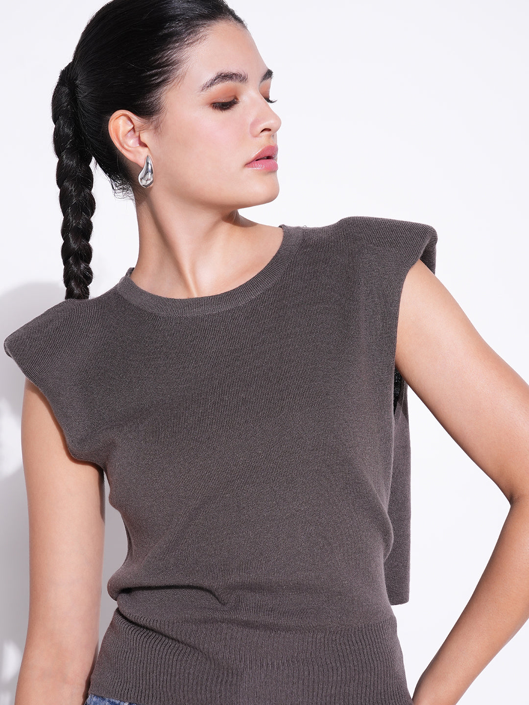 Women Grey Solid Top