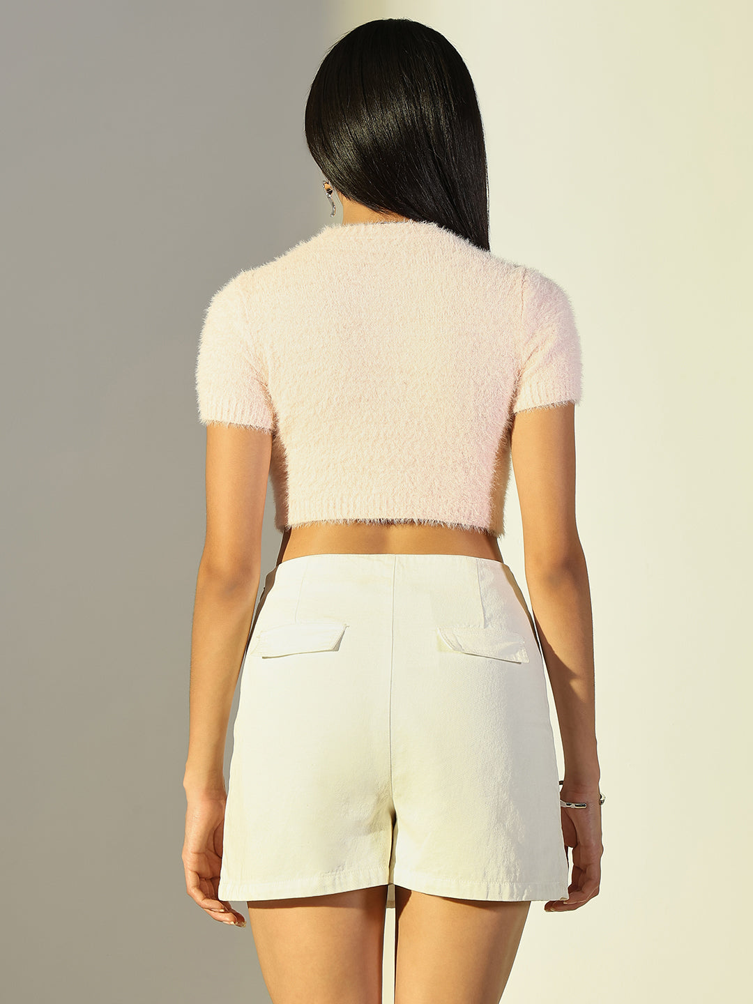 Women Pink Solid Crop Top