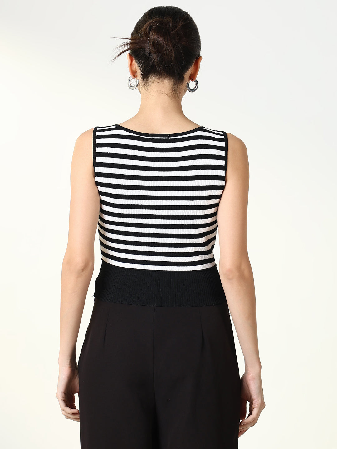 Women Black Striped Top