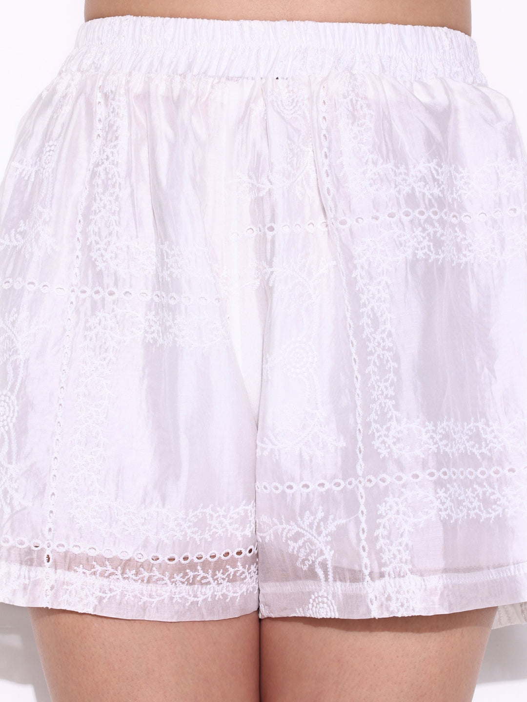 Women Embroidered White Co Ords Set