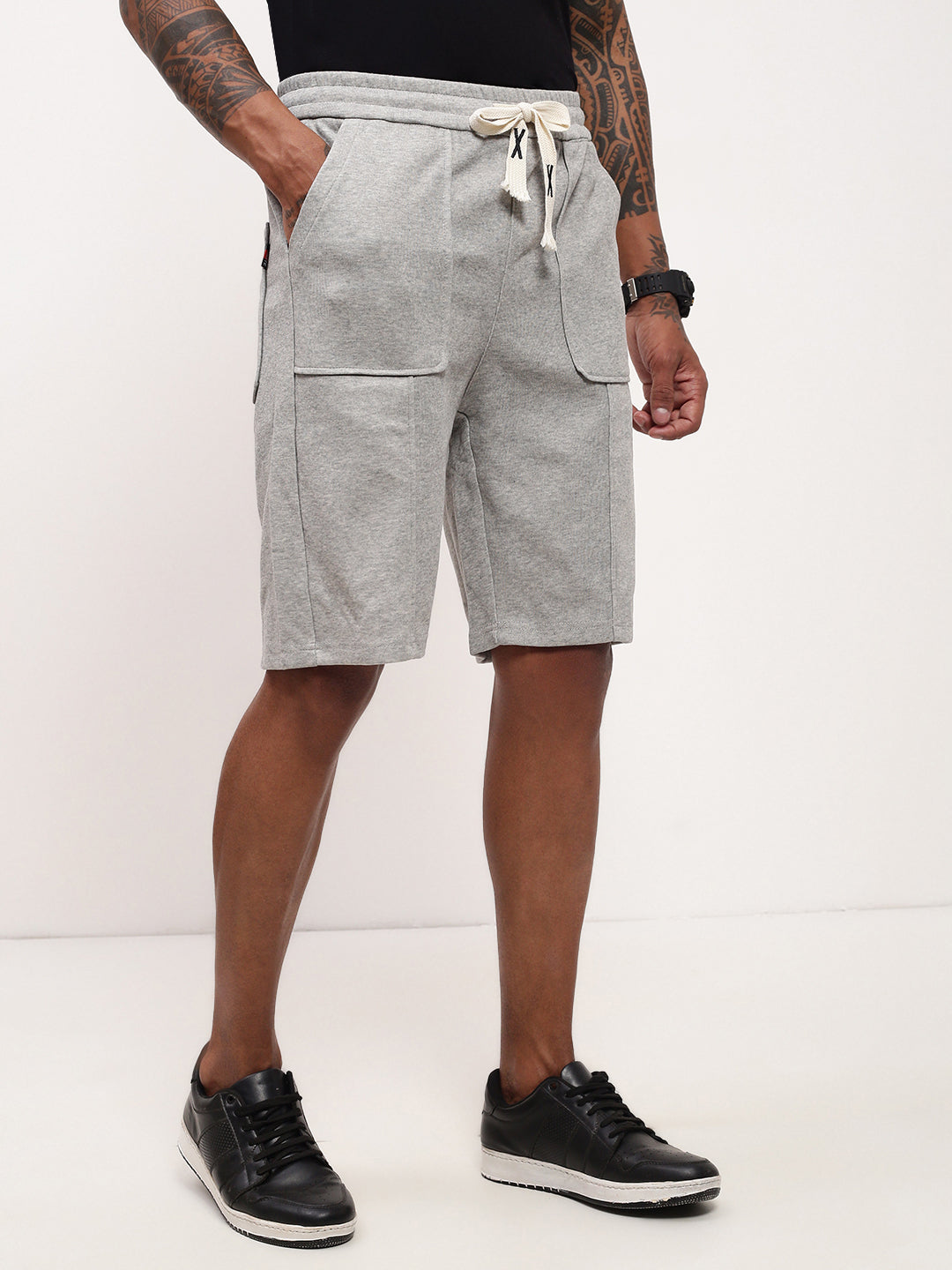 Men Grey Solid Shorts