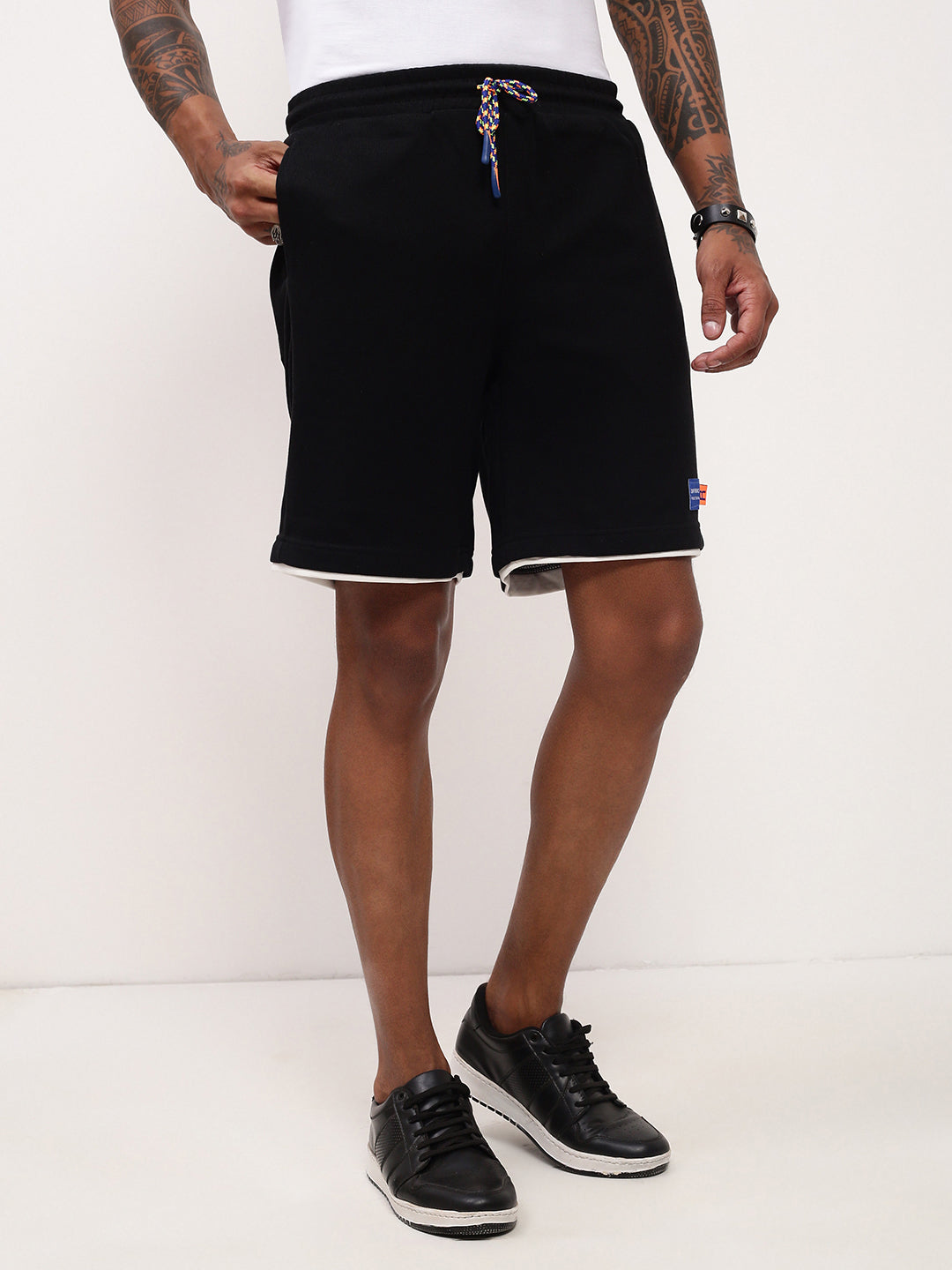 Men Black Solid Shorts