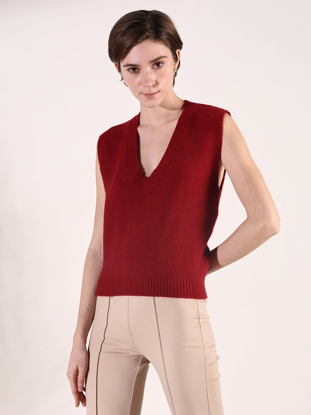 Women Red Solid Top