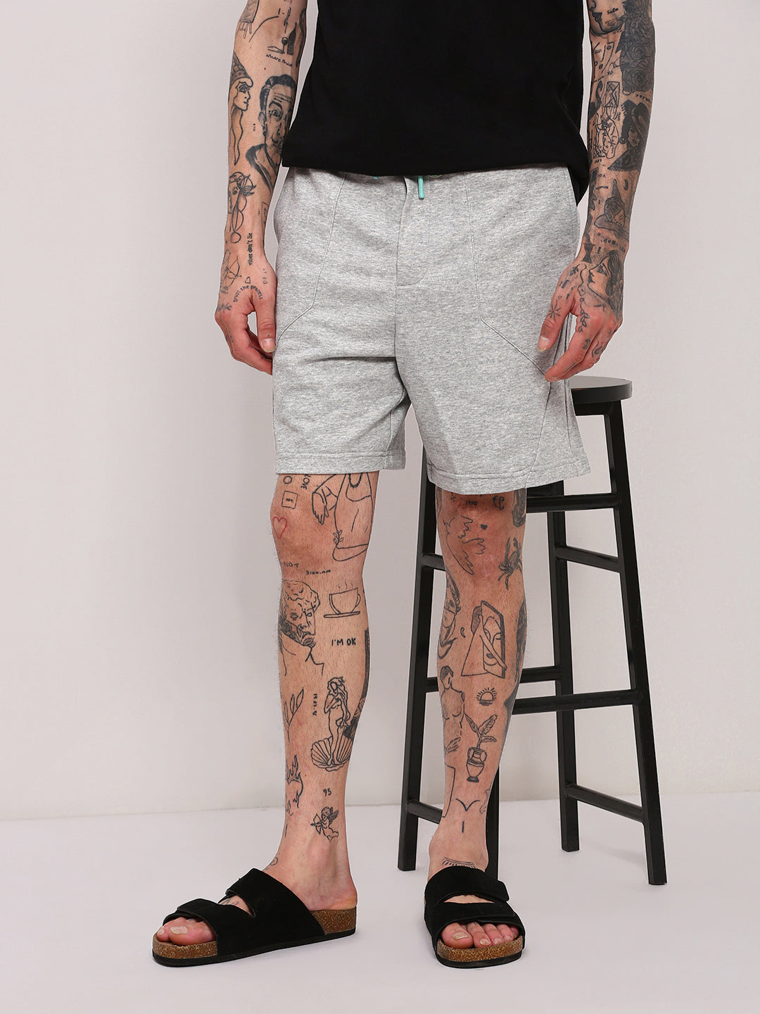 Men Grey Solid Shorts