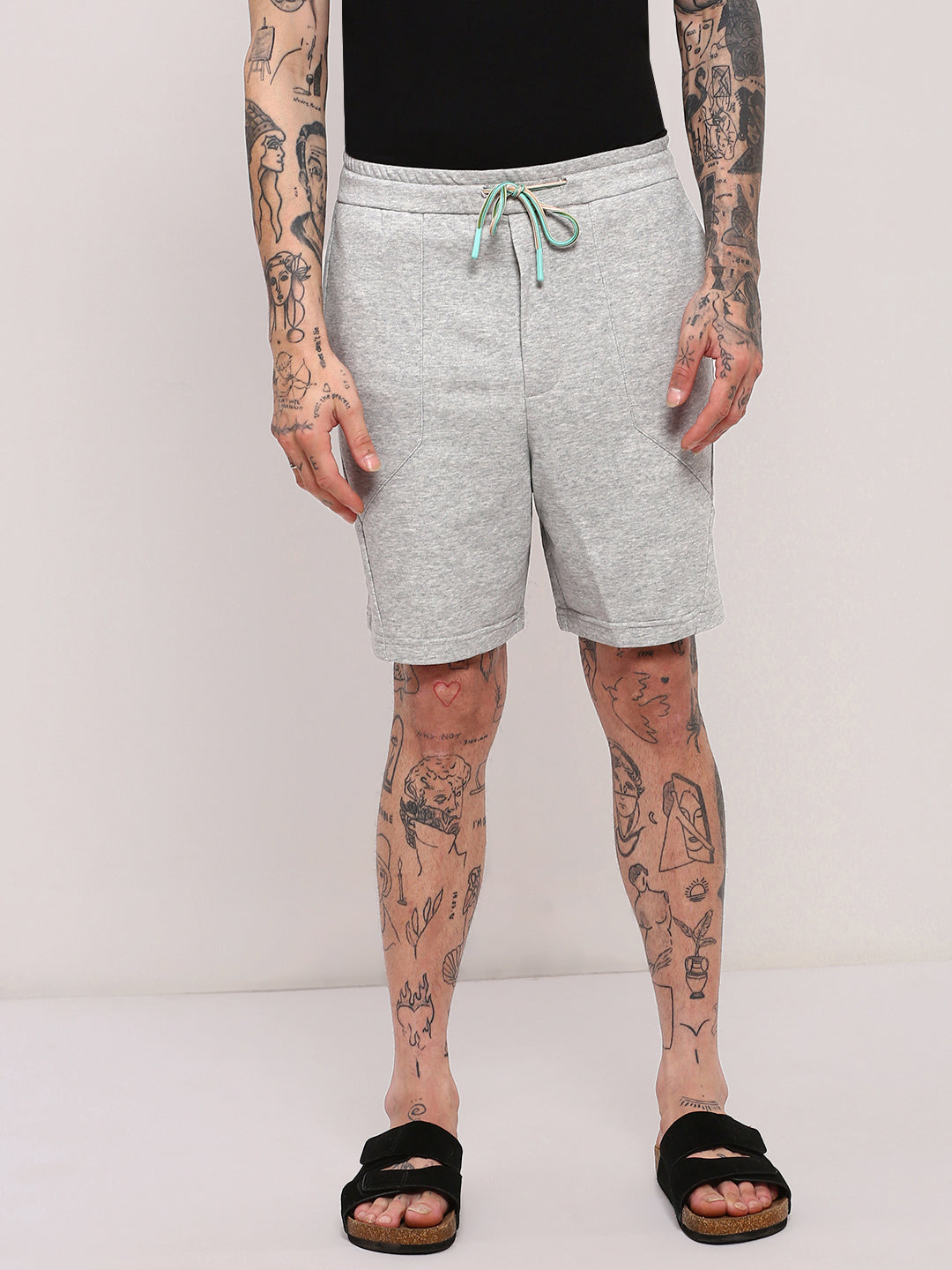 Men Grey Solid Shorts