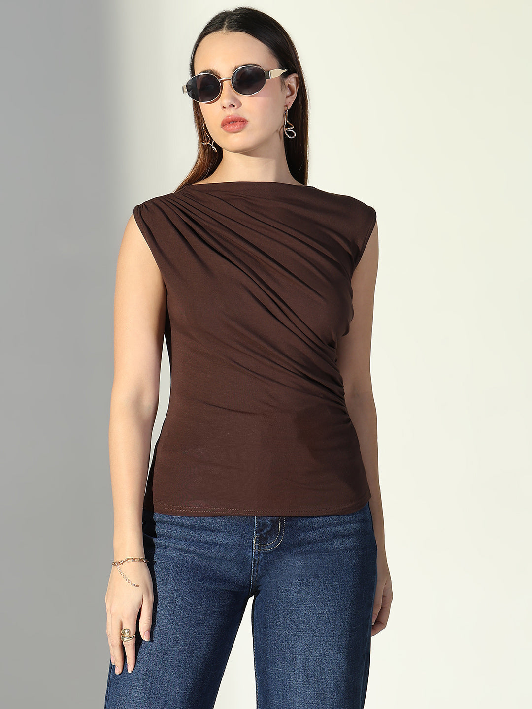 Women Brown Solid Top