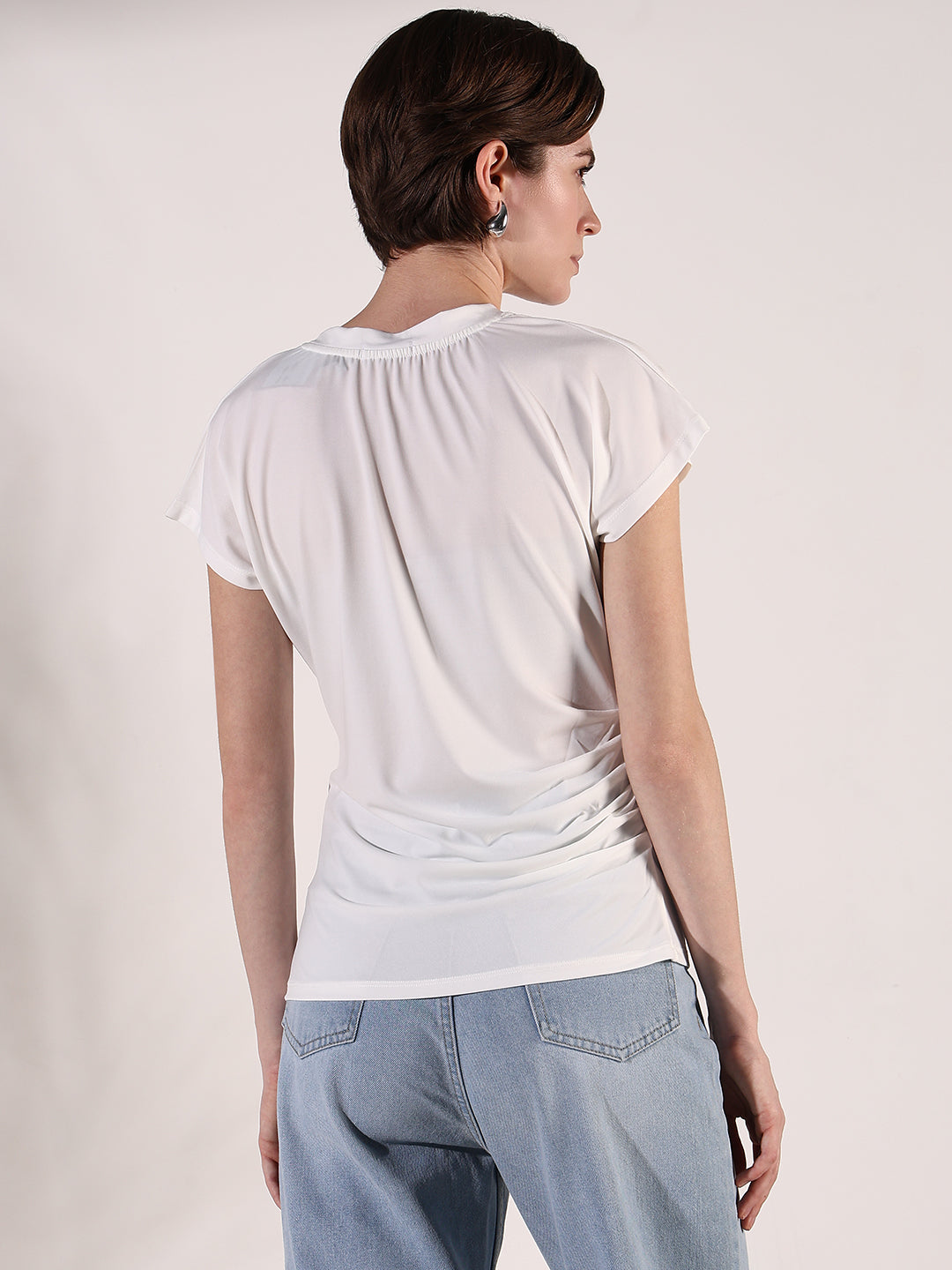 Women White Solid Top