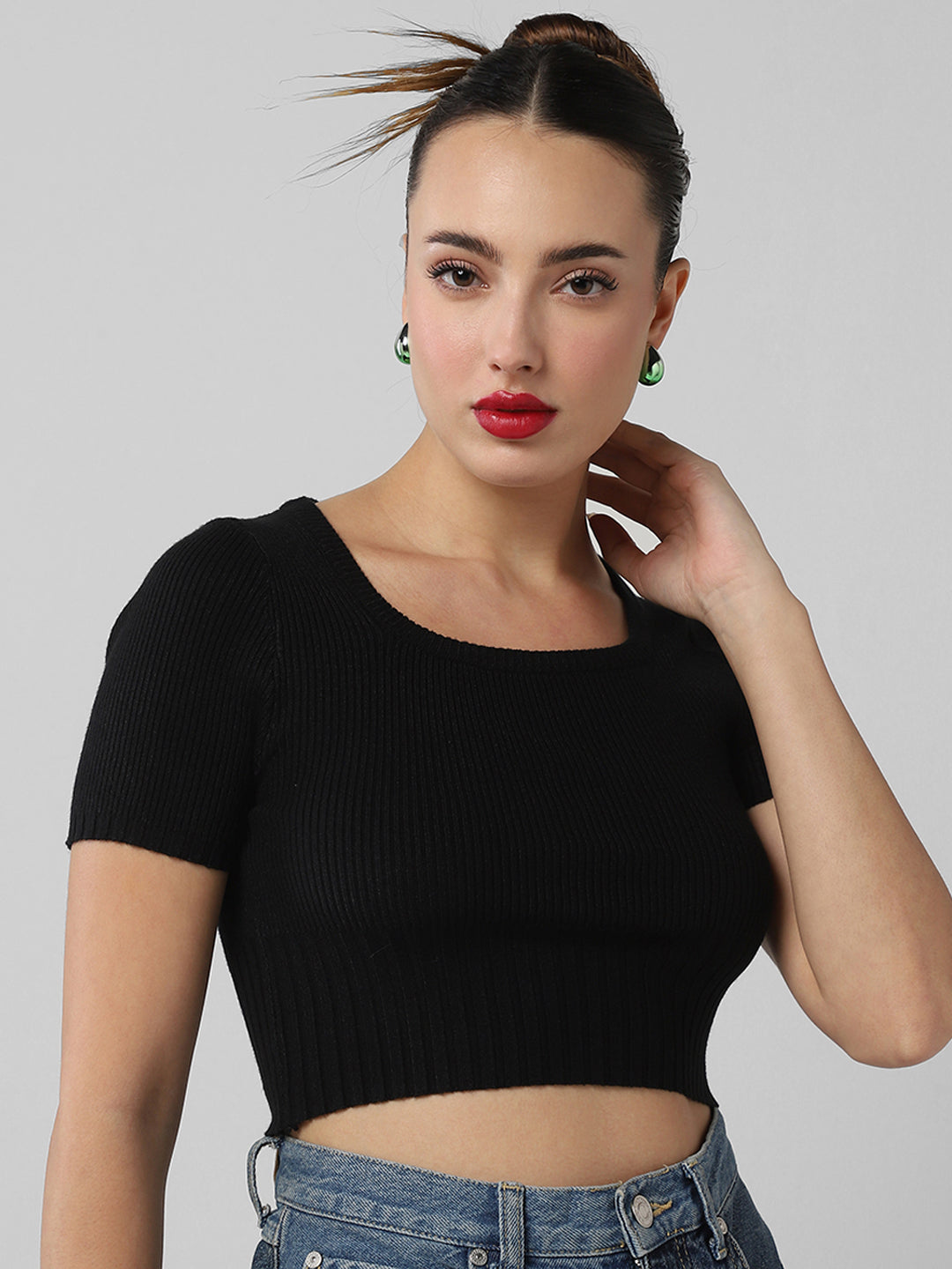 Women Black Solid Top