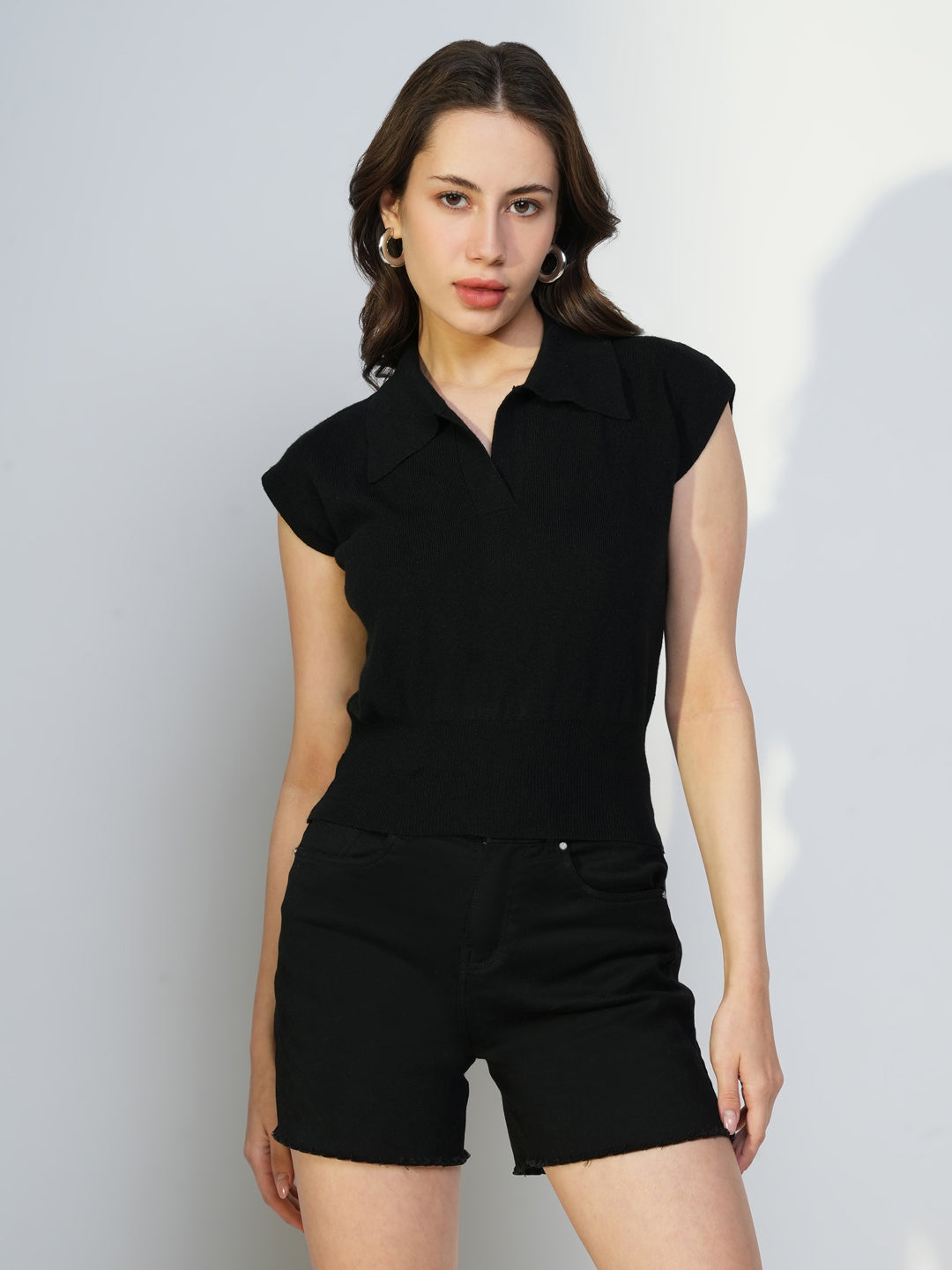 Women Black Solid Top