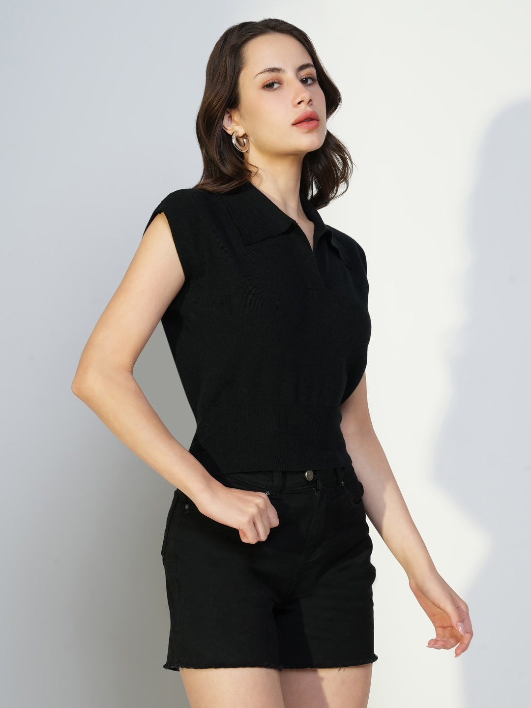 Women Black Solid Top