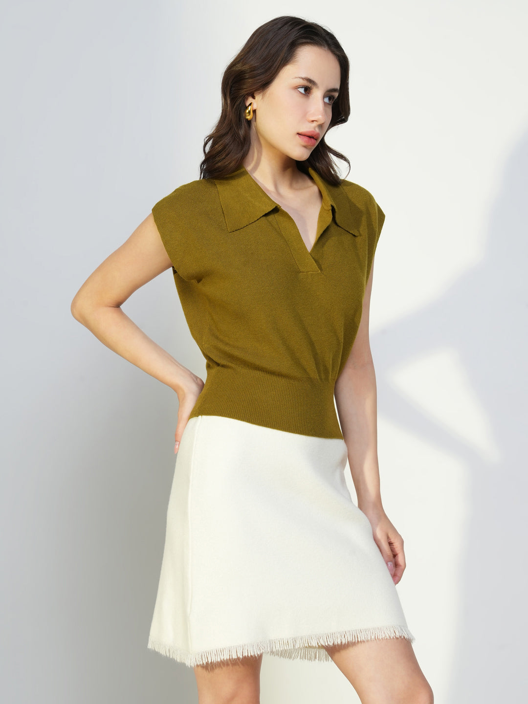 Women Olive Solid Top