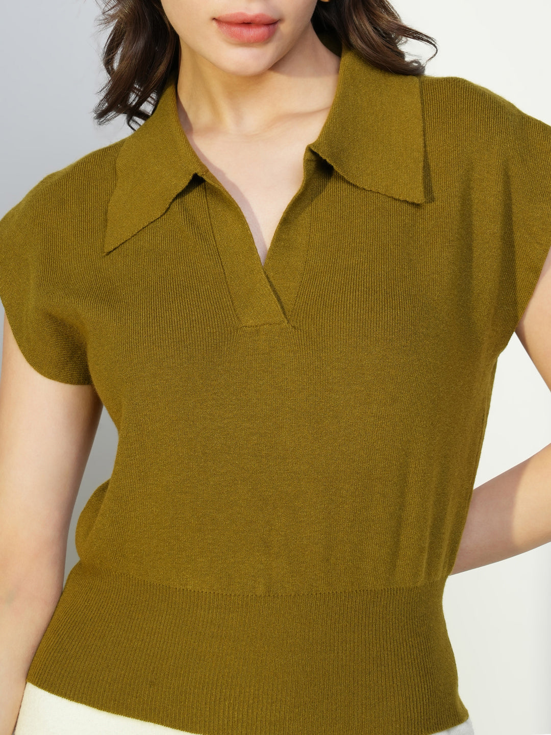 Women Olive Solid Top