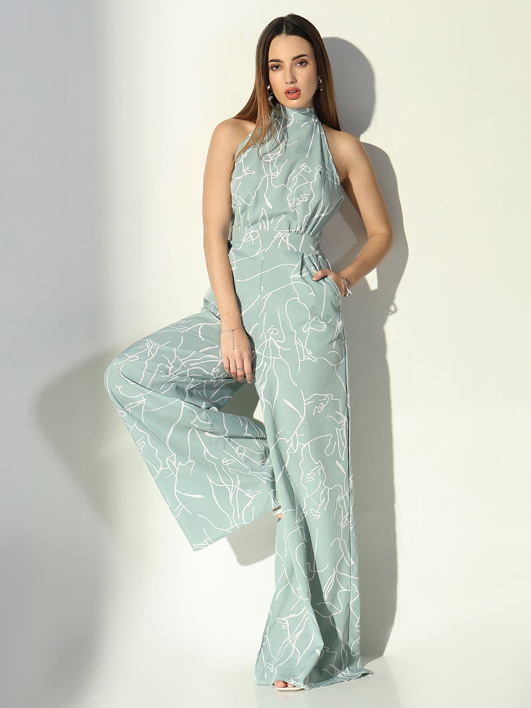 Women Green Printed Jumpsuit