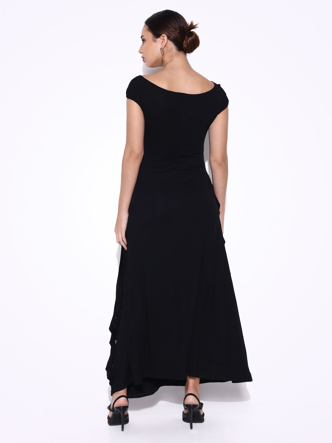 Women Solid Black Sheath Dress