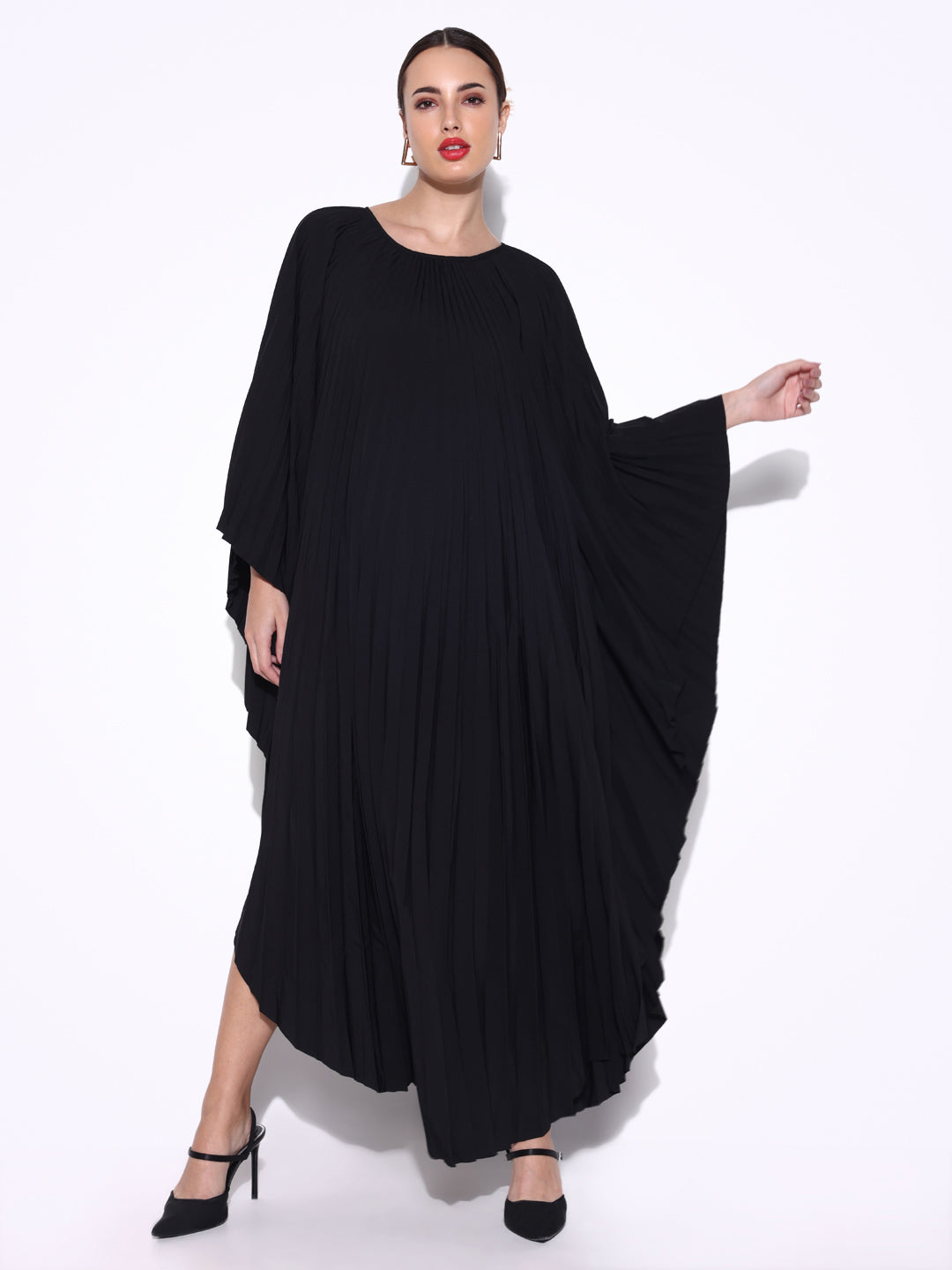 Women Solid Black Kaftan Dress