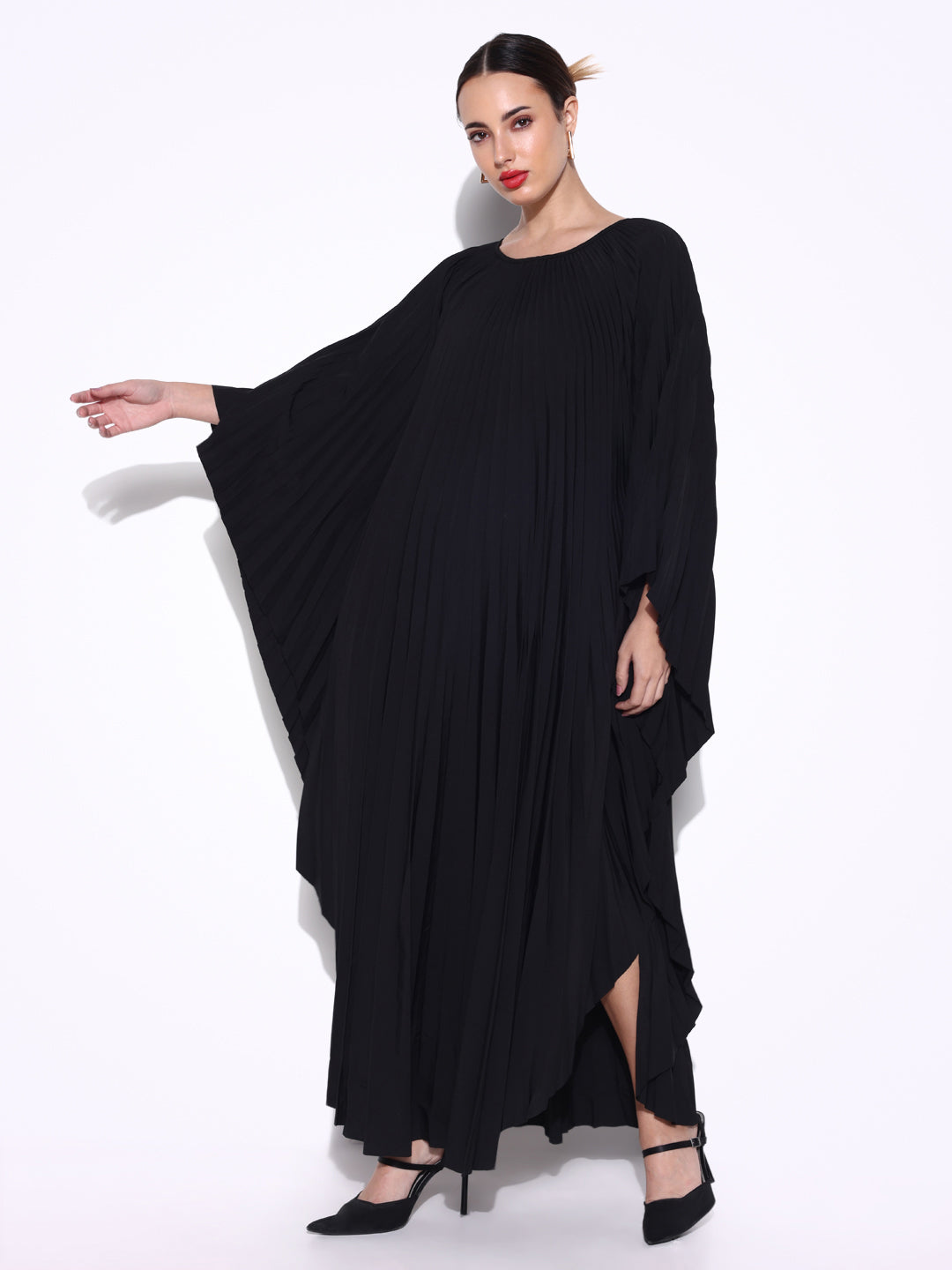 Women Solid Black Kaftan Dress