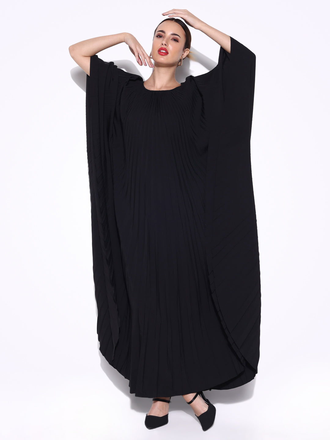 Women Solid Black Kaftan Dress