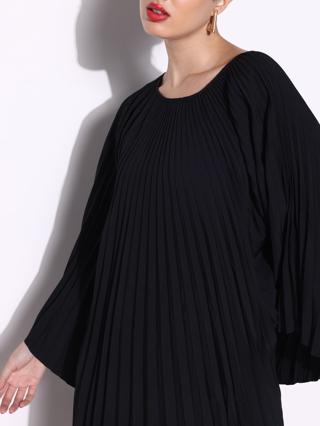 Women Solid Black Kaftan Dress