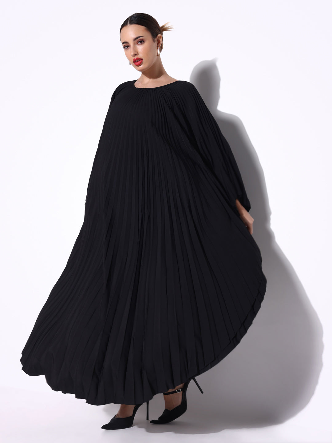 Women Solid Black Kaftan Dress