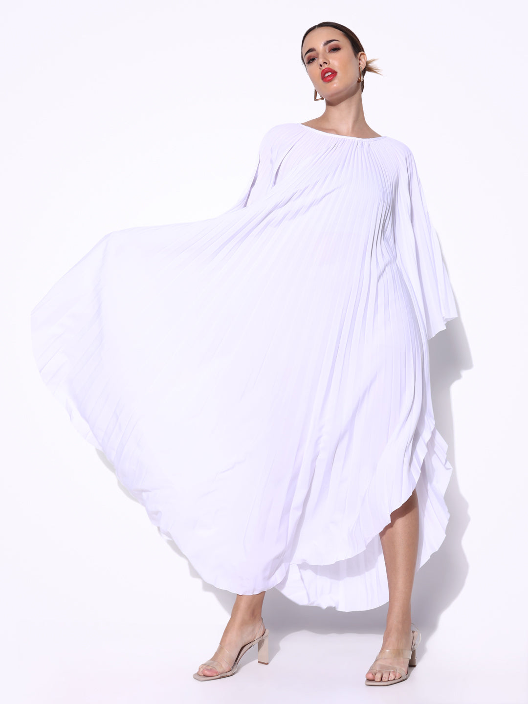 Women Solid White Kaftan Dress