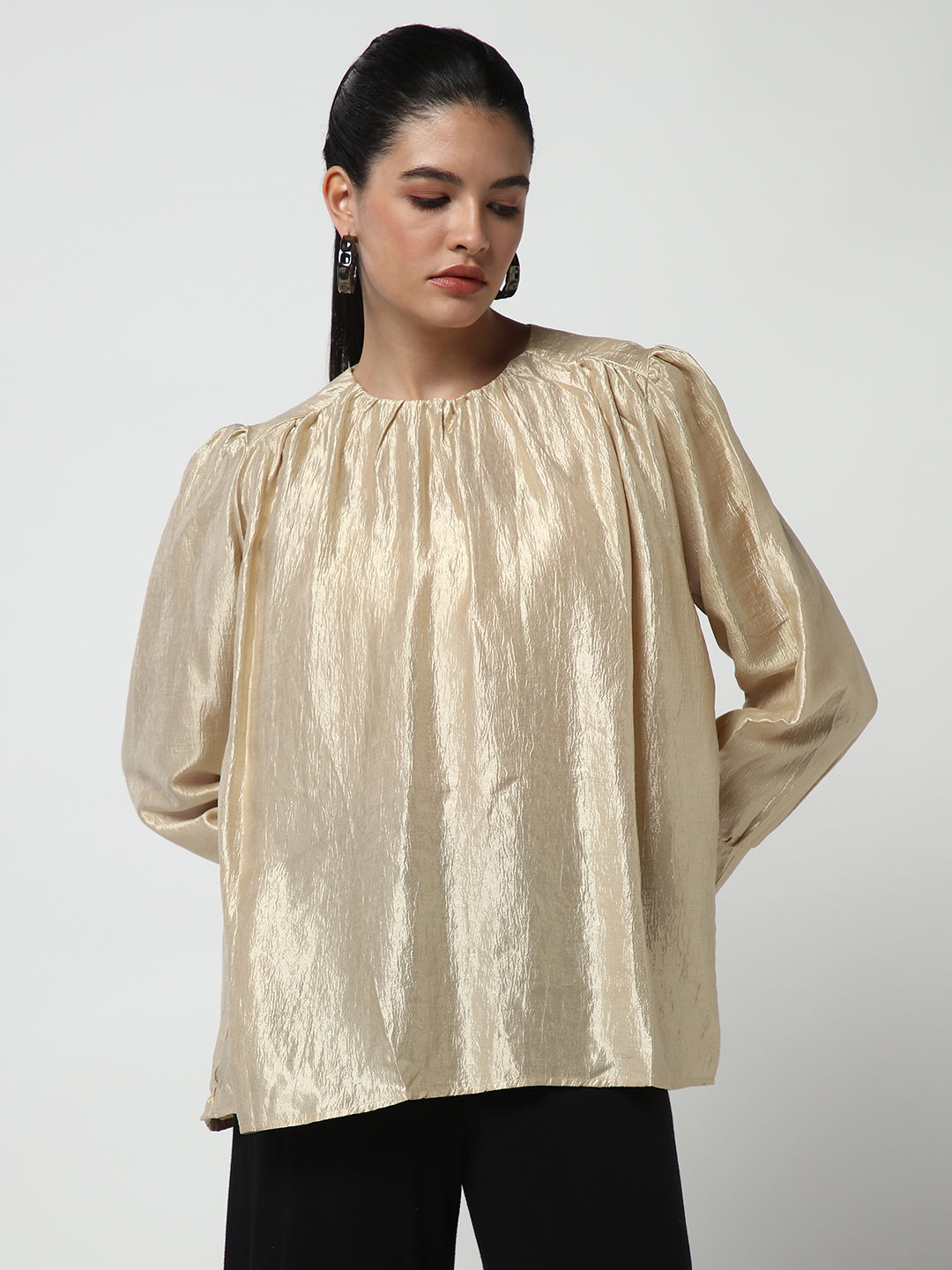 Women Beige Solid Top