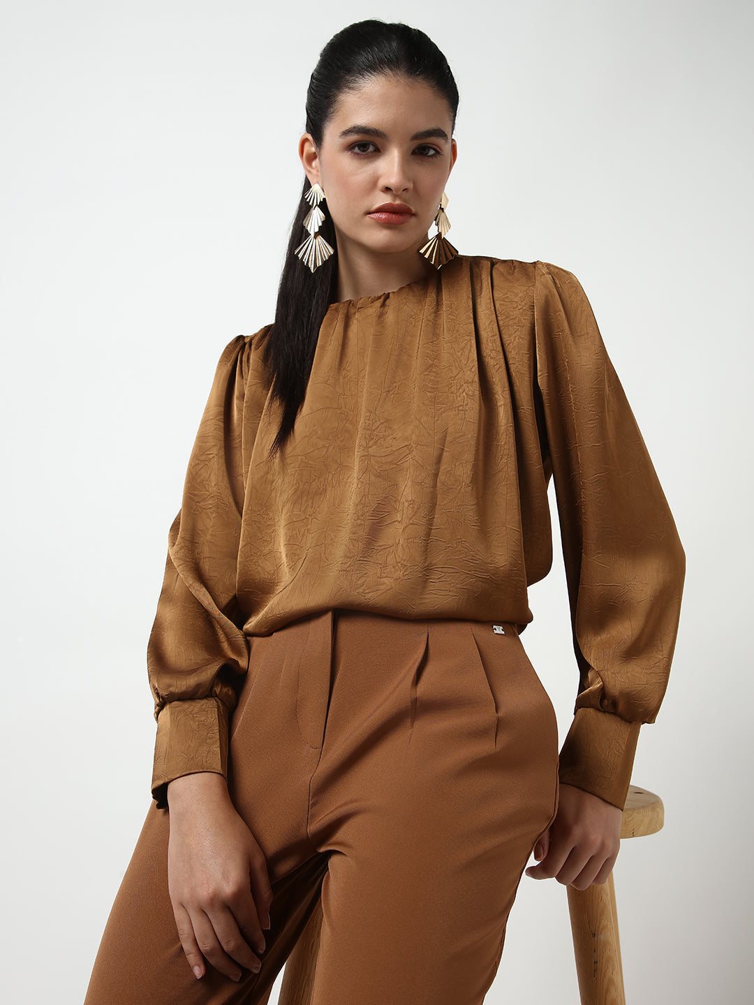 Women Brown Solid Top