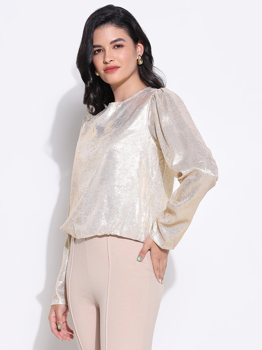 Women Gold Solid Top