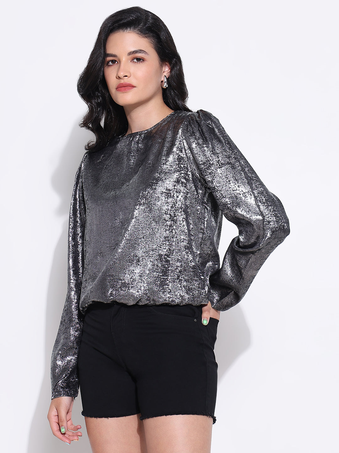 Women Grey Solid Top